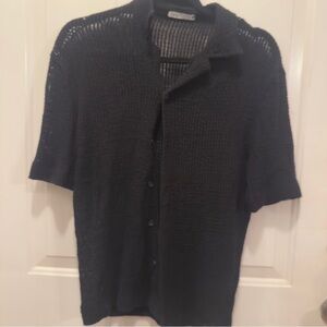 Zara Men's Black Open Knit Shirt